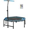 45" Rebounder Trampoline for Adults, Quiet Bungee Rebounder with LED Lights and Adjustable Handle, Blue
