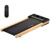 2.5HP Walking Pad, Wood Under Desk Treadmill with Remote Control, Transport Wheels and LED Display for Home Gym Office