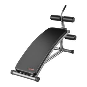 VEVOR Sit Up Bench, Curved Decline Ab Bench with Reverse Crunch Handle, with 6 Adjustable Height Setting, Heavy Duty Steel