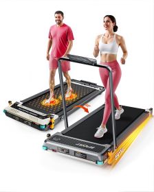 Akluer Walking Pad with Incline, 2-in-1 Under Desk Treadmill and Foot Massager, Quiet 2.5HP Treadmill with Armrest, LED Display Remote for Home Office