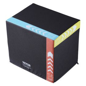 VEVOR 3 in 1 Plyometric Jump Box, 16/14/12 Inch Cotton Plyo Box, Platform & Jumping Agility Box