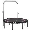 48" Rebounder Trampoline for Adults, Foldable Mini Trampoline with Adjustable Handle Bar for Indoor Outdoor, Pink