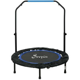40" Foldable Mini Fitness Trampoline, with Adjustable Foam Handle, Blue