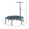 45" Rebounder Trampoline for Adults, Quiet Bungee Rebounder with LED Lights and Adjustable Handle, Blue