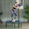45" Rebounder Trampoline for Adults, Quiet Bungee Rebounder with LED Lights and Adjustable Handle, Blue