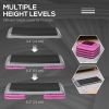 43" Adjustable Aerobic Platform Stepper 3 Level with Risers 4' 6' 8' Cardio Fitness Trainer Workout Step Home Gym Exercise, Black Purple
