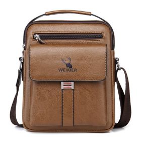Men's Bag Breathable And Wearable Men's Shoulder Bag (Option: Plain Light Brown)