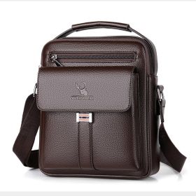 Men's Bag Breathable And Wearable Men's Shoulder Bag (Option: Litchi Grain Brown)