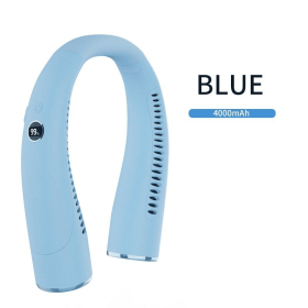 US Version Ergonomic Design Battery-powered Neck Fan, USB Button Control To Enjoy The Cool Summer (Option: Blue)