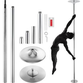 VEVOR Professional Dancing Pole, Spinning Static Dancing Pole Kit, Portable Removable Pole, 45mm Heavy-Duty Stainless Steel Pole (Steel Pipe Color: Silver, Length Range: 88-108 inches)