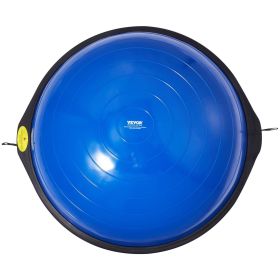 VEVOR Half Exercise Ball Trainer, 26 inch Balance Ball Trainer, 1500lbs Capacity Stability Ball, Yoga Ball with Resistance Bands & Foot Pump (Color: Blue, Top Non-Slip Texture: Wavy Pattern)