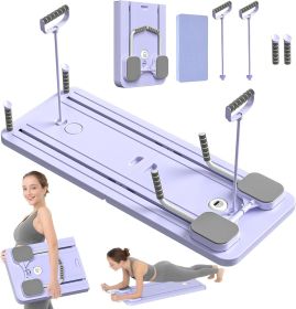 Pilates Board-Reformer Set,Multi-Purpose Foldable Reformer Board for Home,5in1 Pilates Sliding Board,Purple (Color: Purple)