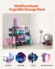 VEVOR Yoga Mat Storage Rack, Home Gym Workout Equipment Organizer, Powder Coated Finish Steel Yoga Mat Holder with Hooks & Wheels
