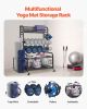 VEVOR Yoga Mat Storage Rack, Home Gym Workout Equipment Organizer, Powder Coated Finish Steel Yoga Mat Holder with Hooks & Wheels