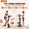 VEVOR Folding Exercise Bike, Foldable Fitness Stationary Bike, Adjustable Magnetic Resistance Stationary Bike