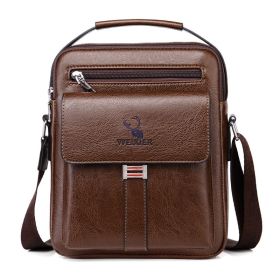 Men's Bag Breathable And Wearable Men's Shoulder Bag (Option: Plain Dark Brown)